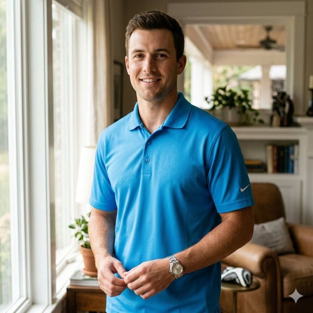 Nike Golf Dri-FIT Polo Men's XL Blue Short Sleeve Performance Shirt Athleisure